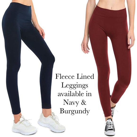 Soft Fleece Lined High Waist Burgundy Yoga Leggings - Picture 6 of 16